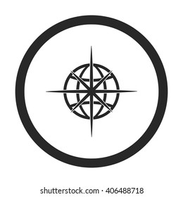 Compass black sign simple icon on background