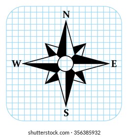 Compass - black  vector icon