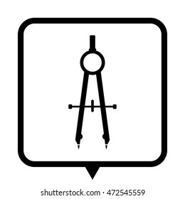 compass - black vector icon;  message bubble