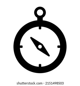 Icono de vector negro de brújula en fondo blanco
