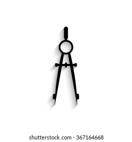 Compass - black vector  icon with shadow