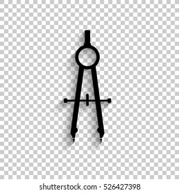 compass - black vector icon with shadow
