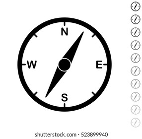 Compass - black vector icon and ten icons in shades  of grey