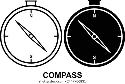 Compass Black and White icon set. Editable Set of Delivery and Logistics web icons in line and fill style. High quality business icon set of Logistics