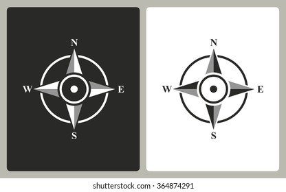 Compass   -  black and white icons. Vector illustration.