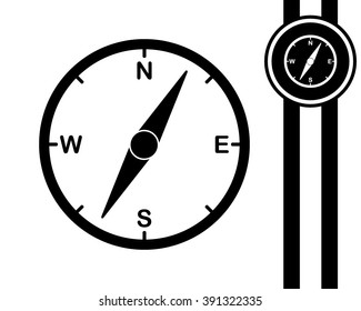 compass - black and white vector icon