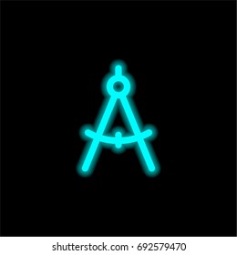 Compass blue glowing neon ui ux icon. Glowing sign logo vector