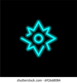 Compass blue glowing neon ui ux icon. Glowing sign logo vector