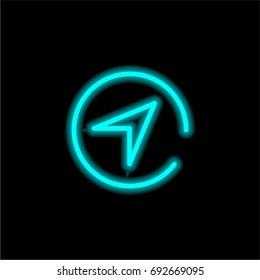 Compass blue glowing neon ui ux icon. Glowing sign logo vector