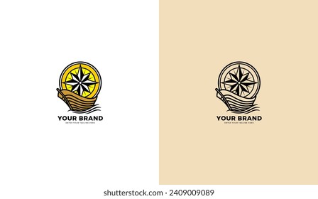Compass boat logo, graphic design vector