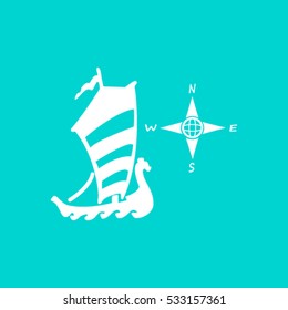 Compass and boat vector iconsCompass and boat vector icons