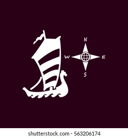 Compass and boat vector iconsCompass and boat vector icons