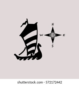 Compass and boat vector iconsCompass and boat vector icons