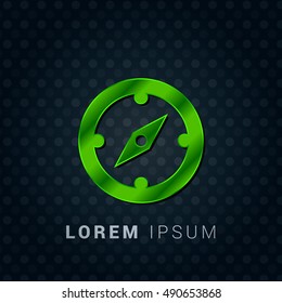 Compass Bright Green chromium precious metallic 3D Icon / Logo Design