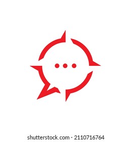 compass with bubble talk logo design, vector graphic symbol icon sign illustration