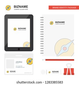 Compass Business Logo, Tab App, Diary PVC Employee Card and USB Brand Stationary Package Design Vector Template