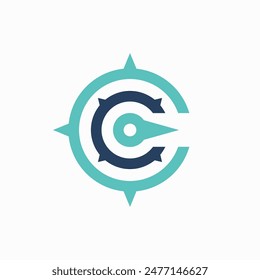 Compass C Letter Logo Vector icon illustration