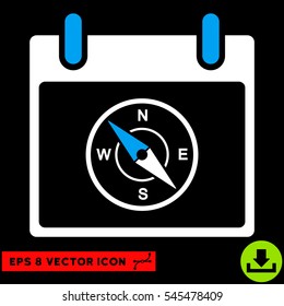 Compass Calendar Day icon. Vector EPS illustration style is flat iconic bicolor symbol, blue and white colors.