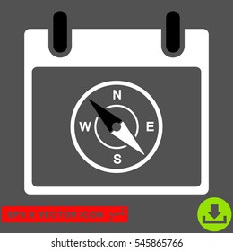 Compass Calendar Day icon. Vector EPS illustration style is flat iconic bicolor symbol, black and white colors.
