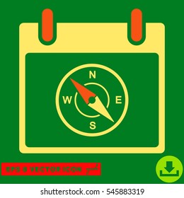 Compass Calendar Day icon. Vector EPS illustration style is flat iconic bicolor symbol, orange and yellow colors.
