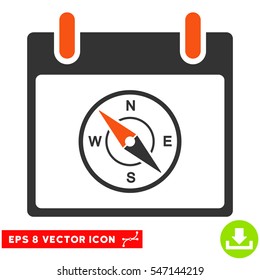 Compass Calendar Day icon. Vector EPS illustration style is flat iconic bicolor symbol, orange and gray colors.