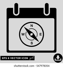 Compass Calendar Day icon. Vector EPS illustration style is flat iconic symbol, black color.