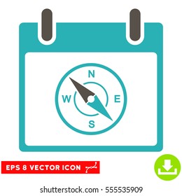 Compass Calendar Day icon. Vector EPS illustration style is flat iconic bicolor symbol, grey and cyan colors.