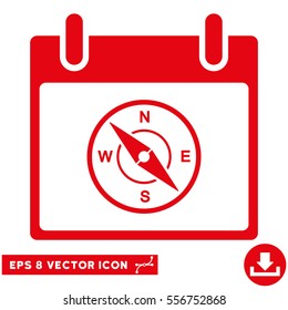 Compass Calendar Day icon. Vector EPS illustration style is flat iconic symbol, red color.