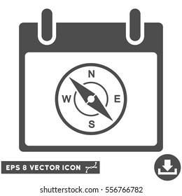 Compass Calendar Day icon. Vector EPS illustration style is flat iconic symbol, gray color.