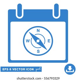 Compass Calendar Day icon. Vector EPS illustration style is flat iconic symbol, cobalt color.