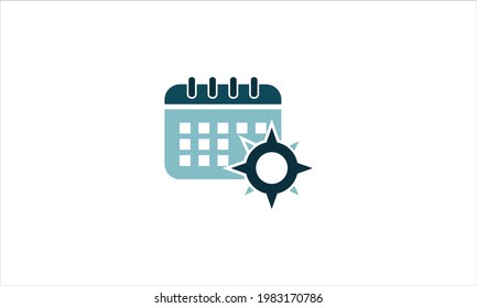  Compass with Calendar Logo Icon Design vector template illustration