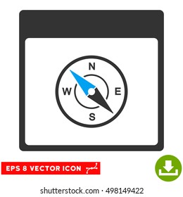 Compass Calendar Page icon. Vector EPS illustration style is flat iconic bicolor symbol, blue and gray colors.