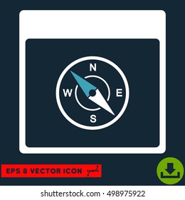 Compass Calendar Page icon. Vector EPS illustration style is flat iconic bicolor symbol, blue and white colors.
