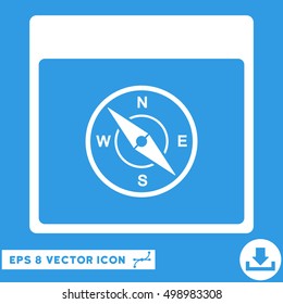 Compass Calendar Page icon. Vector EPS illustration style is flat iconic symbol, white color.