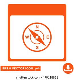 Compass Calendar Page icon. Vector EPS illustration style is flat iconic symbol, orange color.