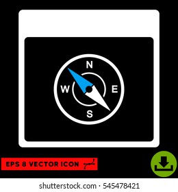 Compass Calendar Page icon. Vector EPS illustration style is flat iconic bicolor symbol, blue and white colors.