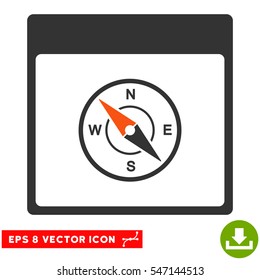 Compass Calendar Page icon. Vector EPS illustration style is flat iconic bicolor symbol, orange and gray colors.