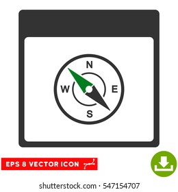 Compass Calendar Page icon. Vector EPS illustration style is flat iconic bicolor symbol, green and gray colors.