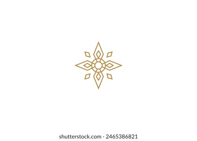 compass cardinal direction symbol logo in luxury line art design style