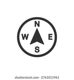 Compass with cardinal directions icon. Navigation orientation and geographic direction concept. Monochrome black and white symbol