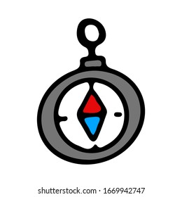 Compass in cartoon style on an isolated white background. Travel navigation tool. Stock vector illustration.