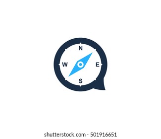 Compass Chat Travel Logo Design Template