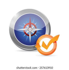 compass and check mark cycle illustration design over white
