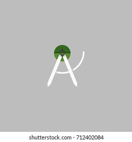 Compass. Circinus and A Letter Logo Icon Monogram
