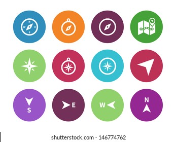 Compass circle icons on white background. Vector illustration.