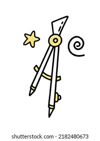 Compass clipart doodle. Vector illustration in line 