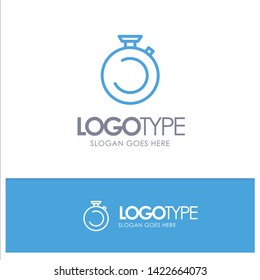 Compass, Clock, Stopwatch, Timer, Watch Blue Outline Logo Place for Tagline