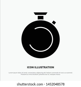 Compass, Clock, Stopwatch, Timer, Watch solid Glyph Icon vector