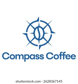 Diseño minimalista del logotipo de la cafetería plana de la brújula