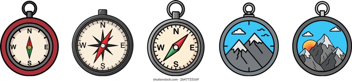 Compass Collection Cartoon Vector Illustration